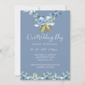 Hübsches Blue Wreath Script Elegante Custom Weddin Einladung (Vorderseite)