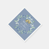 Hübsches Blue Wreath Script Elegante Custom Weddin Serviette (Ecke)