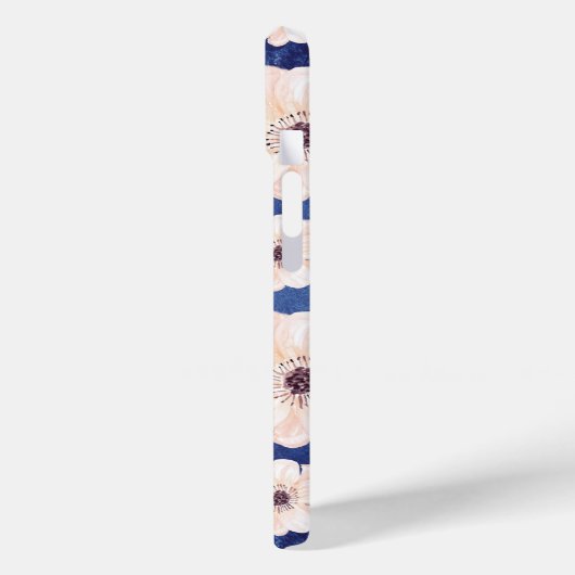 Hübsches Bluepfirsichmuster Monogramm Case-Mate iPhone Hülle (Rückseite / Links)