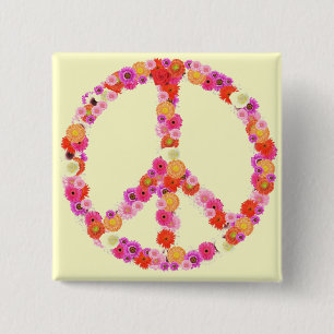 Hübsches Blumen-Friedenszeichen Button