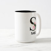Hübsches Blumenalphabet S mit Monogramm Zweifarbige Tasse (VorderseiteRechts)