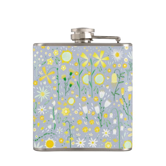 Hübsches Blumenblau Flachmann (Rückseite)