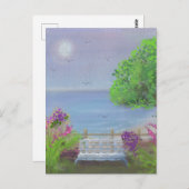 Hübsches Blumengelände am Meer Postkarte (Vorne/Hinten)