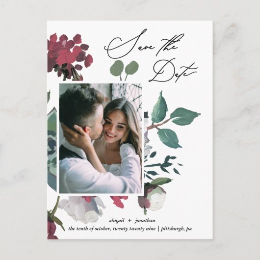 Hübsches Blumengewässer Save the Date Bouquet Einladungspostkarte (Vorderseite)