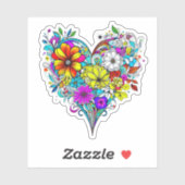 Hübsches Blumenherz Aufkleber (Blatt)