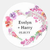 Hübsches Blumenherz Brautparty Runder Aufkleber (Vorderseite)