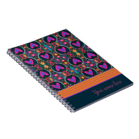 Hübsches Blumenherz Personalisierter Name Inspirit Notizblock (Rechte Seite)