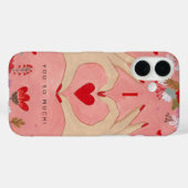 Hübsches Blumenherz Rosa Valentine Case-Mate iPhone Hülle (Rückseite (Horizontal))