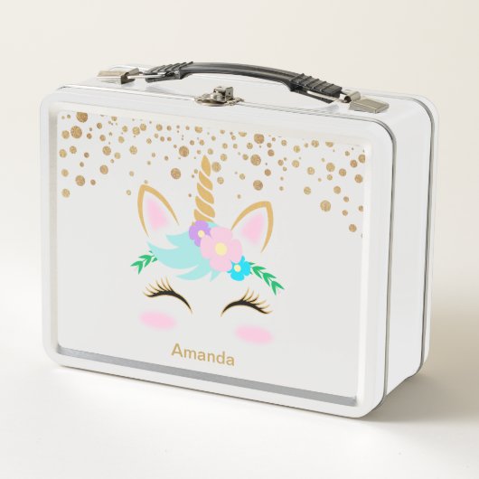 Hübsches Blumenhorn Metall Brotdose (Vorderseite)