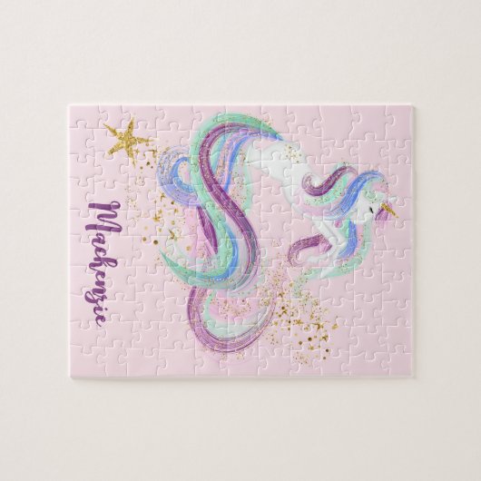 Hübsches Blumenhorn Personalisiert Kinder Puzzle (Horizontal)