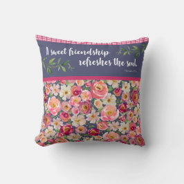 Hübsches Blumenkissen mit Bibelverse Kissen