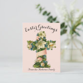 Hübsches Blumenkreuz Vintag Ostern Religiös Postkarte (Stehend Vorderseite)