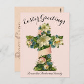 Hübsches Blumenkreuz Vintag Ostern Religiös Postkarte (Vorne/Hinten)