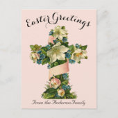 Hübsches Blumenkreuz Vintag Ostern Religiös Postkarte (Vorderseite)