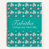 Hübsches Blumenmuster auf dem Aqua Sketch Notizblock (Vorderseite)