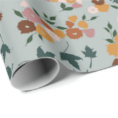 Hübsches Blumenmuster auf hellblauem Hintergrund Geschenkpapier (Rolleneckpunkt)