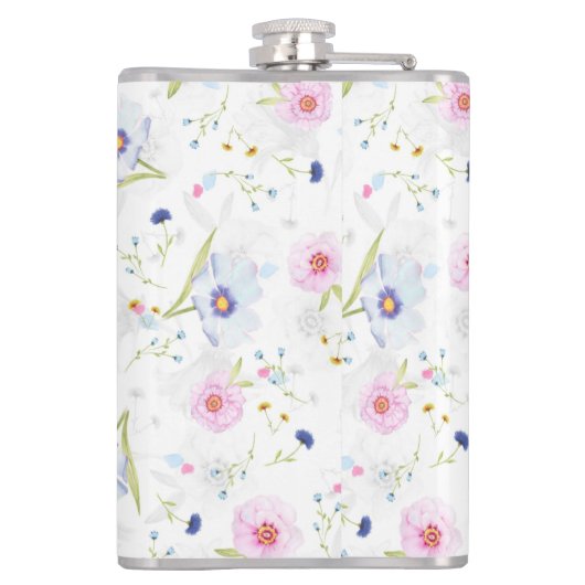 Hübsches Blumenmuster Flachmann (Rückseite)