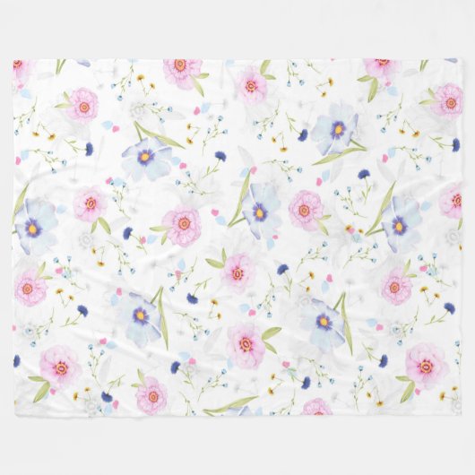 Hübsches Blumenmuster Fleecedecke (Vorderseite (Horizontal))