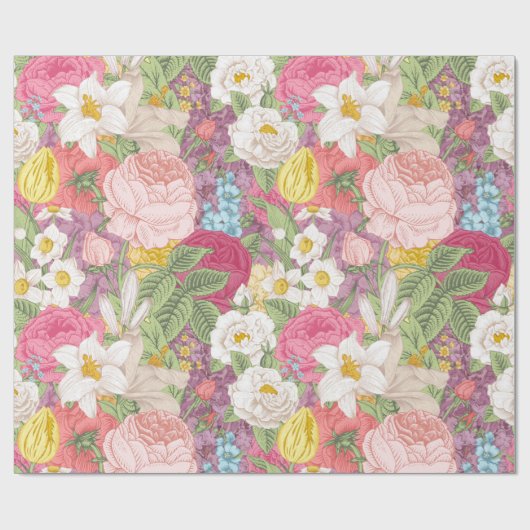 Hübsches Blumenmuster Geschenkpapier (Flach)