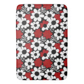 Hübsches Blumenmuster in Rot, Schwarz und Weiß Badematte (Vorderseite Vertikal)