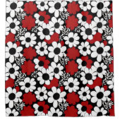 Hübsches Blumenmuster in Rot, Schwarz und Weiß Duschvorhang (Vorderseite)