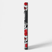 Hübsches Blumenmuster in Rot, Schwarz und Weiß iPhone Hülle (Linke Seite)