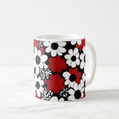 Hübsches Blumenmuster in Rot, Schwarz und Weiß Kaffeetasse (VorderseiteRechts)