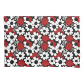 Hübsches Blumenmuster in Rot, Schwarz und Weiß Kissenbezug (Vorderseite-Links)