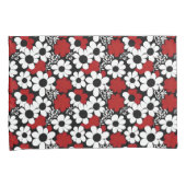 Hübsches Blumenmuster in Rot, Schwarz und Weiß Kissenbezug (Vorderseite-Rechts)