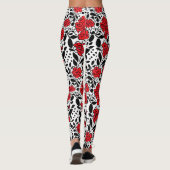 Hübsches Blumenmuster in Rot, Schwarz und Weiß Leggings (Rückseite)