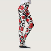 Hübsches Blumenmuster in Rot, Schwarz und Weiß Leggings (Rechts)