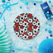 Hübsches Blumenmuster in Rot, Schwarz und Weiß Pappteller (Party)