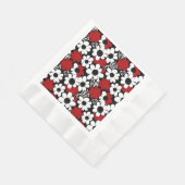 Hübsches Blumenmuster in Rot, Schwarz und Weiß Serviette (Ecke)