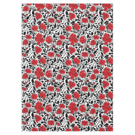 Hübsches Blumenmuster in Rot, Schwarz und Weiß Tischdecke