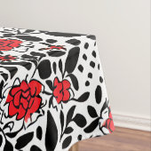 Hübsches Blumenmuster in Rot, Schwarz und Weiß Tischdecke (Beispiel)