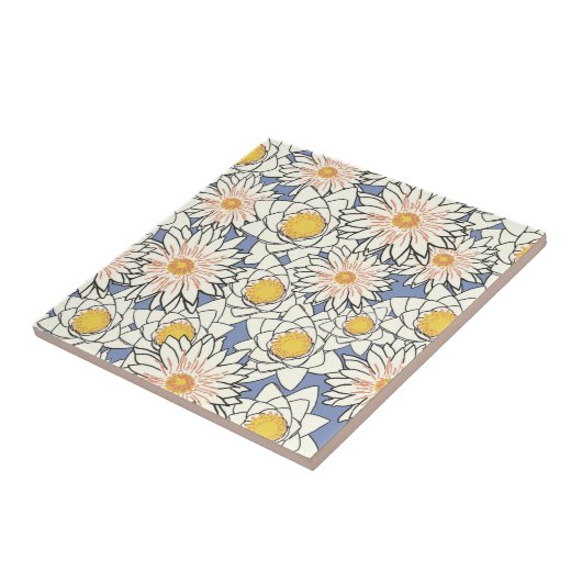 Hübsches Blumenmuster in Weiß und Gelb Fliese (Seite)