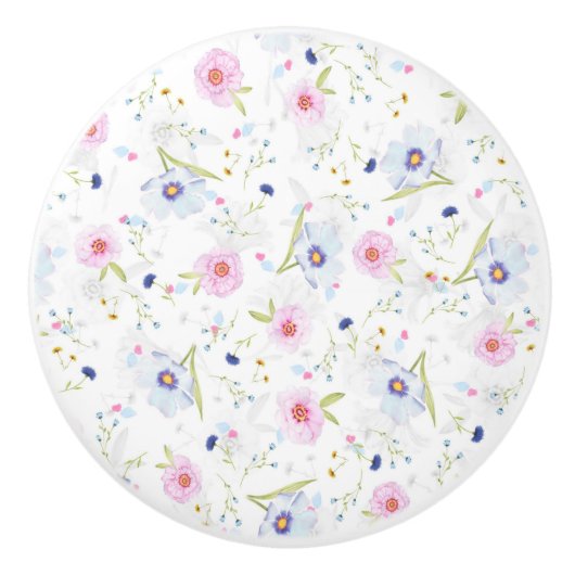 Hübsches Blumenmuster Keramikknauf (Vorderseite)