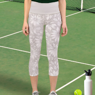 Hübsches Blumenmuster Natürlich Weiße Blume Elegan Capri Leggings