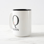 Hübsches Blumenmuster Q mit Monogramm Alphabet Zweifarbige Tasse (Vorderseite Links)