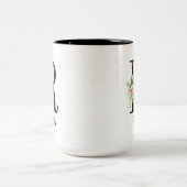 Hübsches Blumenmuster R mit Monogramm Alphabet Zweifarbige Tasse (Mittel)