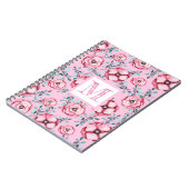 Hübsches Blumenmuster rosa Monogramm Notizblock (Linke Seite)