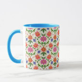Hübsches Blumenmuster und Polka Punkte auf Ecru Tasse (Links)