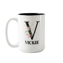 Hübsches Blumenmuster V mit Monogramm Alphabet