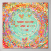 Hübsches Blumenorange Aqua Individuelle Name Zitat Poster (Vorne)