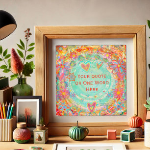 Hübsches Blumenorange Aqua Individuelle Name Zitat Poster