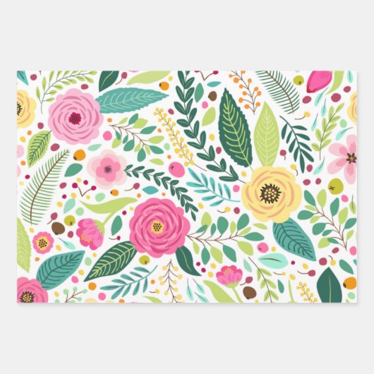 Hübsches Blumenpapier Geschenkpapier Set (Vorderseite)