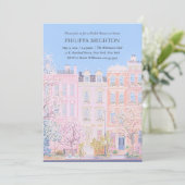 Hübsches Blumenrosa Brautparty Einladung (Stehend Vorderseite)