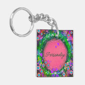 Hübsches Blumenrosa - Ihr Einwort Schlüsselanhänger (Vorderseite links)