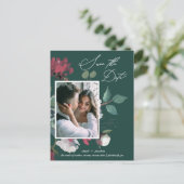 Hübsches Blumenwasser, dunkelgrün Save the Date Einladungspostkarte (Stehend Vorderseite)