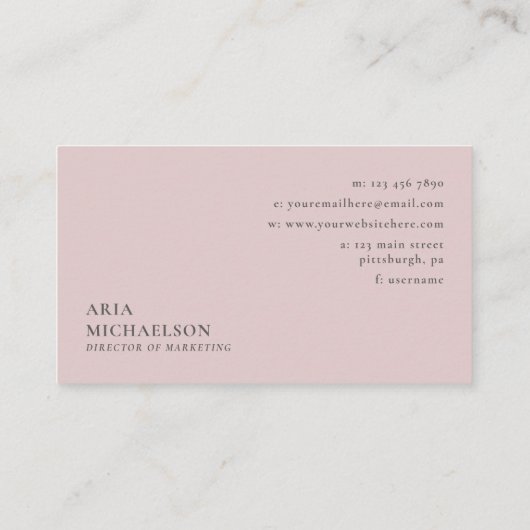 Hübsches Blush Blumenstrauß auf dem Monte San Gior Visitenkarte (Rückseite)